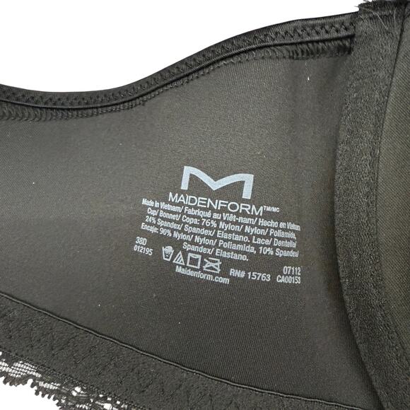 Maidenform One Fab Fit Lace T-Back Front Close Bra 7112 Black 38D - Picture 5 of 7